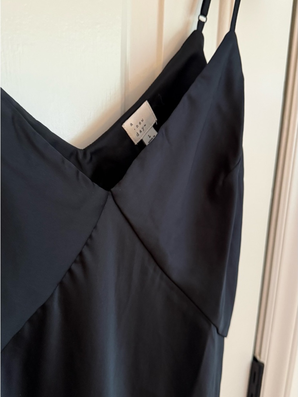 a new day Black Satin Slip Maxi Dress with Spaghetti Straps - Picture 2 of 6